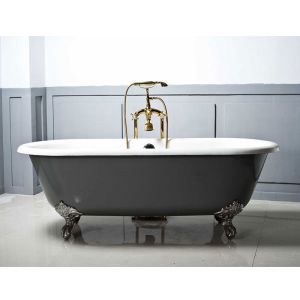 Bañera de hierro plymouth gris  153 cm patas blancas