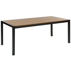 Mesa de jardín 180 x 90 cm material sintético madera clara/negro vernio