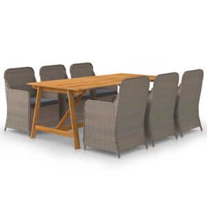 vidaXL juego de comedor para jardín 7 piezas marrón