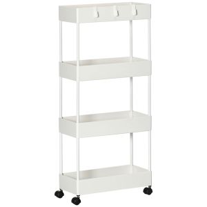 Carrito auxiliar acero, abs color blanco 40x19x90 cm Homcom, hogar - cocina