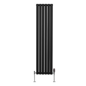 Radiador columna ovalada 1600 x 360mm &  válvulas cromadas trv | negro