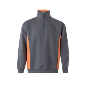 Sudadera bicolor cremallera xs gris/naranja