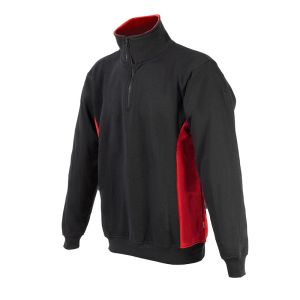 Sudadera bicolor con cremallera color negro y rojo talla l