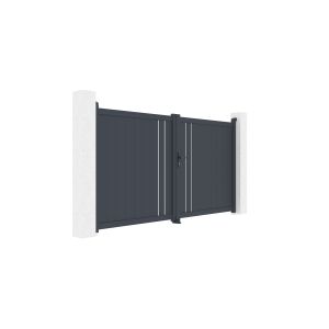 Pack puerta abatible 300c160 giona + 2 postes eifel a.190cm gris