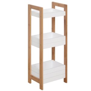 Estantería de baño mdf, bambú bicolor 27,5x20,8x74 cm homcom, hogar - baño