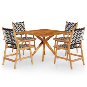 vidaXL juego de comedor de jardín 5 piezas madera maciza de acacia