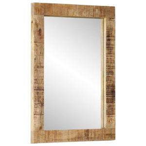 vidaXL espejo de vidrio y madera maciza de mango 70x50 cm