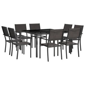 vidaXL juego de comedor de jardín 9 piezas acero