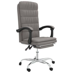 vidaXL silla de oficina reclinable de tela gris taupé