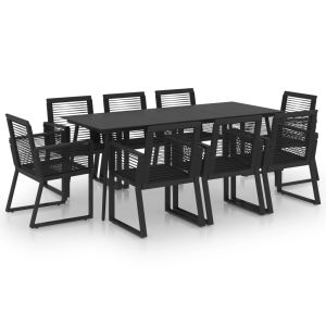 vidaXL juego de comedor para jardín 9 piezas ratán PVC negro