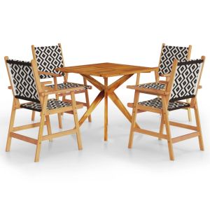 vidaXL juego de comedor de jardín 5 piezas madera maciza de acacia