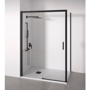 Mampara ducha angular-ancho adaptable 115-120x67-70cm-puerta derecha-negro