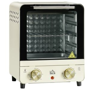 Horno Eléctrico Sobremesa Metal, Acero Inoxidable, Vidrio Templado Crema