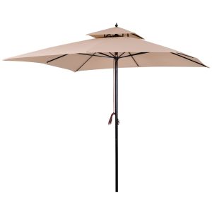 Parasol de jardín metal, 180gsm poliéster color beige 300x300x297cm