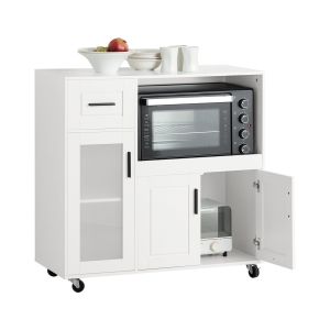 Aparador de cocina para microondas con ruedas sobuy fsb78-w