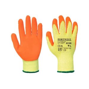 Guante de punto clásico recubierto de látex - portwest - naranja - talla l