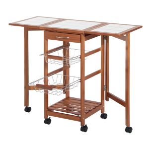Carrito de cocina pino color marrón 91x37x75 cm Homcom, hogar - cocina