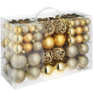 Conjunto de 100 bolas de navidad doradas