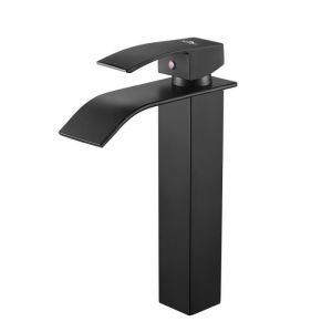 Cecipa® grifo para lavabo mezclador en cascada（alto)negro diseño elegante