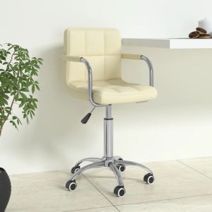 vidaXL silla de oficina giratoria de tela color crema