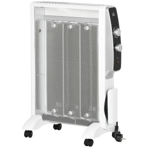 Calefactor eléctrico acero, mica color blanco 47x26.5x61.5 cm Homcom