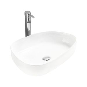 Lavabo cerámico sobre encimera, 54,7x39,5x13,9 cm, blanco