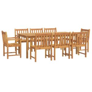 vidaXL juego de comedor de jardín 9 piezas madera maciza de acacia