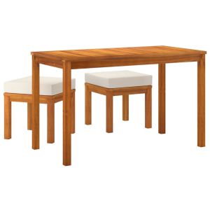 vidaXL set de comedor para jardín 3 piezas con cojines madera acacia