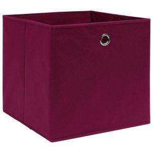 vidaXL cajas de almacenaje 10 uds tela rojo oscuro 32x32x32 cm