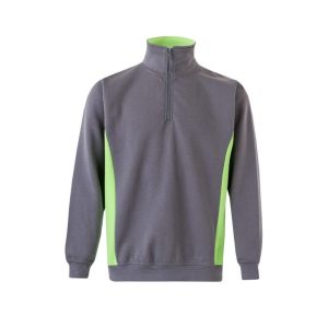 Sudadera bicolor cremallera 3xl gris/verde lima