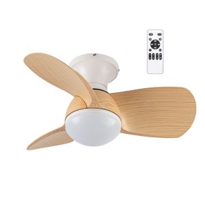 Ventilador de techo pequeño con luz LED 20w mancado blanco+haya 3cct ø64cm