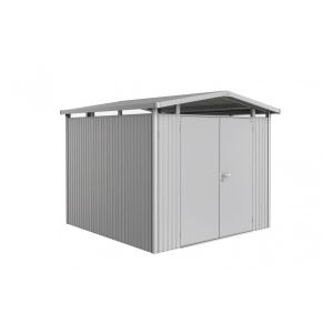 CASETA METALICA BIOHORT JARDIN PANORAMA P5 DOBLE PUERTA COLOR PLATA