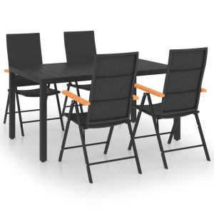 vidaXL juego de comedor para jardín 5 piezas negro y marrón