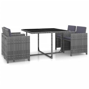 vidaXL set de comedor de jardín 5 pzas y cojines ratán sintético gris