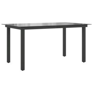 vidaXL mesa de jardín de aluminio y vidrio negra 150x90x74 cm