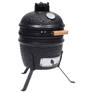 vidaXL barbacoa 2 en 1 ahumadora kamado de cerámica negro 56 cm