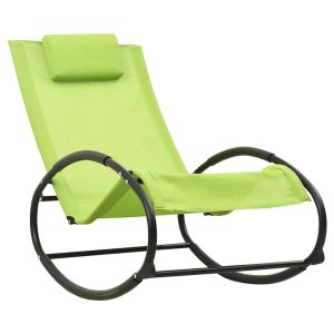 vidaXL tumbona con almohada acero y textilene verde