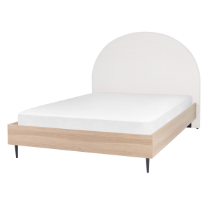 Cama con somier blanco crema/madera clara/negro 140 x 200 cm millay