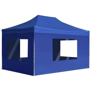 vidaXL carpa plegable profesional con paredes aluminio azul 4,5x3 m