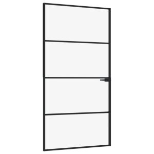 vidaXL puerta interior vidrio templado y aluminio negro 102x201,5 cm