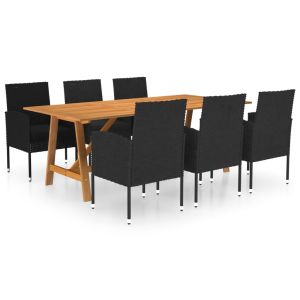 vidaXL juego de comedor de jardín 7 piezas negro