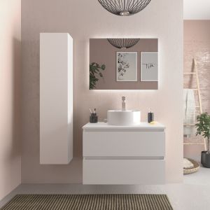 Mueble baño bequia 80 cm blanco mate | lavabo +encimera