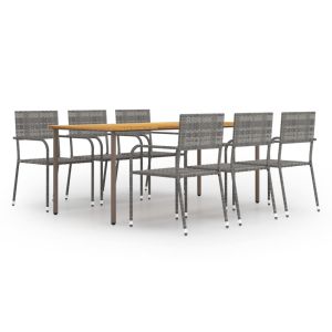 vidaXL set de comedor jardín 7 pzas ratán sintético gris antracita