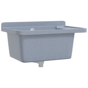 vidaXL fregadero lavabo de pared resina gris 60x40x28 cm