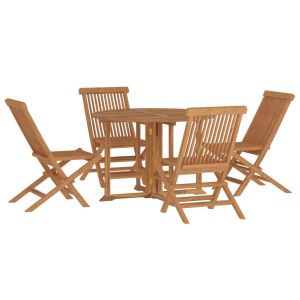 vidaXL set de comedor de jardín plegable 5 pzas madera maciza de teca