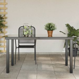 Mesa de jardín de aluminio y vidrio negra 150x90x74 cm es7064