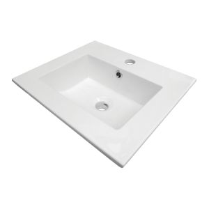 Ondee - lavabo kio - blanco - 45x40cm - cerámica - con rebosadero