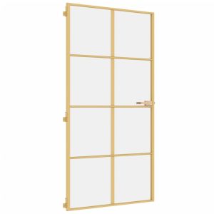 vidaXL puerta interior dorada vidrio templado aluminio 102,5x201,5 cm