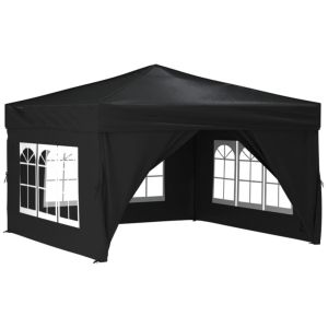 vidaXL carpa para fiestas plegable con paredes laterales negro 3x3 m