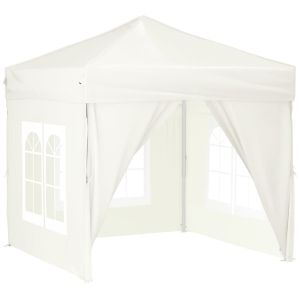 vidaXL carpa para fiestas plegable con paredes laterales crema 2x2 m